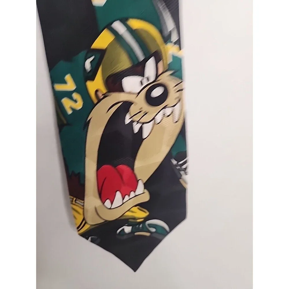 Vintage Looney Tunes Mania 1996 Silk Mens Tie Bugs Bunny Taz Football